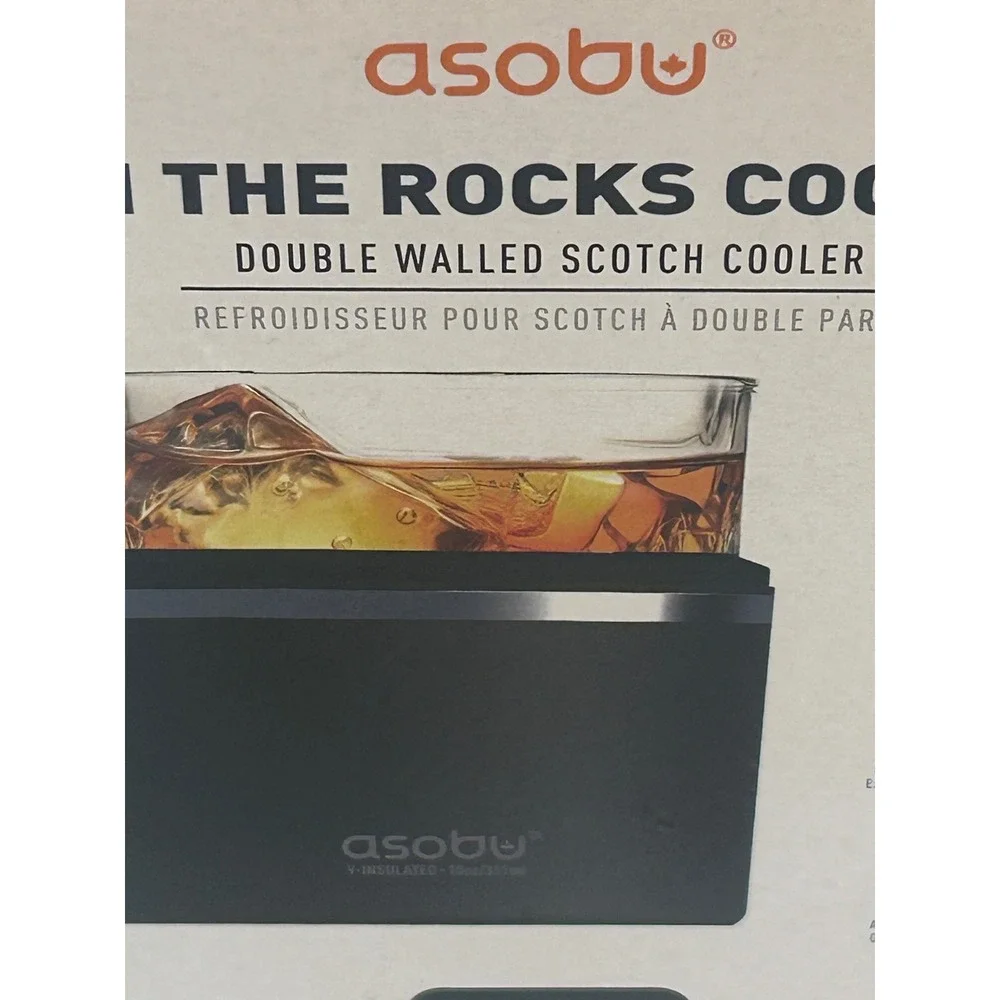 Asobu On The Rocks Cooler Double Walled Scotch Whiskey Glass Insulate Black 10oz